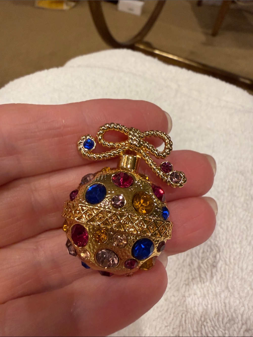 Talbots Gold-Tone Multicolor Crystal Bow Brooch